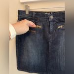 Old Navy Dark Denim Mini Skirt Zippers Size 2  Stretch Fit Low Rise Cowgirl Punk Photo 4
