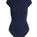 SKIMS Cotton Jersey T-Shirt Brief Bodysuit in Navy, Size Small Photo 4