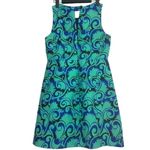 J.Crew  Vineyard Jacquard Sleeveless A-Line Lined Mini Dress 6 Blue Green #3181 Photo 4