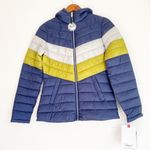 NWT HFX Striped Packable Light Weight Puffer Winter Ski Jackable Jacket XS Blue Photo 2