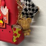 Red Mini Charm Tote with Checkered Crossbody Strap Photo 1