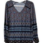 Ava James Womens Tops Size M Printed Liquid Knit V-Neck Long Sleeve Photo 0