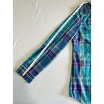 Hinge Plaid Button Down Mini Dress Top Flannel Blue Purple Green Size Medium Photo 9