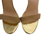 Liliana Women’s Ankle Strap Heels Size 8.5 4.5” Heel Gold Metal Details Photo 3
