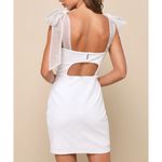 Lulus NWT  Women's Beaming Perfection White Pearl Organza Tie-Strap Mini Dress S Photo 2