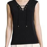 Calvin Klein  Black Lace-Up Grommet Tank Top Photo 0