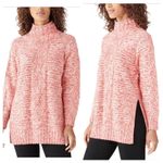 Lucky Brand NEW Sweater Mock Neck Cable Knit Red/White Tunic Oversized XS Photo 0