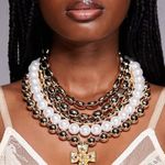 8 Other Reasons Layered Cross Necklace in Gold Womens Collar Beaded Beach Photo 12