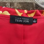 VTG Teri Jon Rickie Freeman Sz 6 Floral Hawaiian Collared Dress Abstract Artsy Red Photo 1