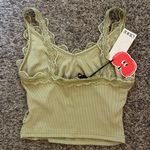 Cider NWT  Olive Lace Trim Ribbed Top Photo 3