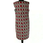 1960's Sleeveless Cocktail Dress w/ Faux Leather Trim and Pockets Red Size M Photo 3