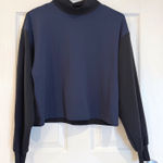 Athleta  XS‎ Mock Neck Pullover Navy Blue Black Long Sleeve Athletic Top Photo 0
