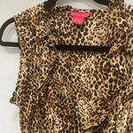 Sunny Leigh  Women's Cheetah Print Ruffle Sleeveless Sheer Blouse Shirt Top Sz S Photo 2