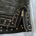 English Rose New  Beaded Grommet Hem Side Zip Tweed Mini Skirt Black Gold Photo 6