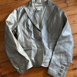 Worthington Metallic Blazer leather silver champagne vintage large Photo 0