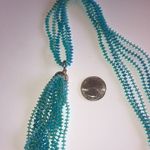 Vintage 3 Strand Blue Beads Tassel Fringe Pendant Beaded Retro Boho Necklace Photo 10