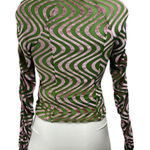 Urban Outfitters Green Pink Velvet Velour Swirl Long Sleeve Mock Neck Blouse S Photo 0