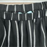 She & Sky Black and Gray Striped Crop Top Y2K Pieced Off Shoulder Puff Sleeves Photo 3