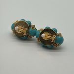 Joan Rivers Vintage Cluster Earrings Faux Turquoise Bead Gold Clip On Photo 2