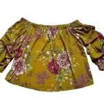 Sans Souci Women’s Size Large Fall Floral Off Shoulder Puff Sleeves Top Photo 0