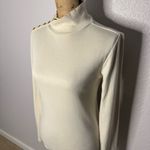 J.Crew Perfect Fit Ribbed Cream Long Sleeve Turtleneck Neck Buttons Preppy sz S Photo 1