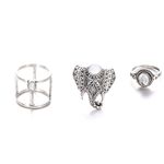 Boutique Vintage Style Elephant 3 Piece Ring Set Adjustable BN3 Photo 2