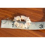 Vintage White Pink Puca Shell Dangle Earrings Kidney Hooks Estate 2" Vacation Photo 3