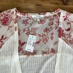 Maurice's Woven Ruffle Short Sleeve Cardigan  Women's MED Floral Aztec Kimono NEW! Photo 2
