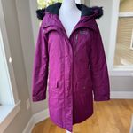 Columbia Purple Black Faux Fur Hooded Anorak Parka Winter Jacket Size Small Photo 1