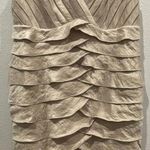 Adrianna Papell  Champagne Gold Tiered Ruffle Sleeveless Dress Photo 4
