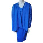 Vintage Roaman's Royal Blue Midi Dress with Glittery Faux Jacket (A4) Blue Size 1X Photo 1