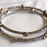 Source Unknown VTG 2 Party Prom Bridal Rhinestone/Crystal Silver Tone Metal 6" Bangle Bracelets Photo 0