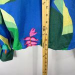 Christian Siriano Linen Blend Top Womens Medium Blue Resort Vacation Tropical Photo 6