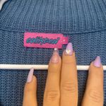 Edikted  Amour High Neck Oversized Zip Sweater Size Small - Blue Photo 4