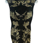 Cache  Black & Gold Baroque High-Neck Sleeveless Bodycon Dress – Size 4 Photo 0