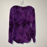 Rebecca Taylor  100% Silk Blouse V Neck Waist Stretch Tie Dye Purple Size 2 Photo 1