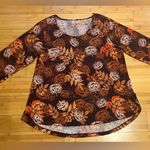 One World  Womens Fall Pumpkin Halloween 3/4 Sleeve Pullover Casual Shirt|Size:M Photo 4