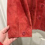 st. john's bay  Womens Petite Large Red Suede Leather Button Front Jacket Festival Photo 4