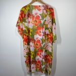 Tropical Kimono Women OS Orange Green Hawaiian Floral Short Sleeve Beach Pool Size undefined Photo 1