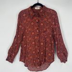 Natural Life  Terracotta Floral Print Button Up Shirt Long Sleeve Size M Photo 1
