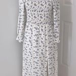 House of Harlow 1960 Linen Floral Smocked Midi Dress White Size M Photo 1