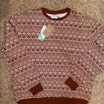 Wild woven women’s retro floral sweatshirt rust brown NWT XL Photo 1