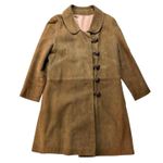 Vintage 60’s Leather Jacket Coat Brown Small Suede Leather Buttons Lined Collar Photo 0