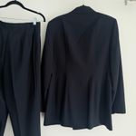 Vintage Wool Pant Suit Women Small Navy Double Breasted Minimalist Career Luxury Blue Photo 7