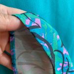 Vintage Sleeveless Teal and floral Patterned drop waist Dress size medium Blue Photo 5