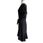 Amanda Uprichard Graciela Midi Dress Black Belt Cap Ruffle Sleeves NWT Large Photo 6