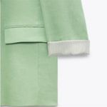 ZARA  LINEN BLAZER W/ PRINTED SLEEVES GREEN SIZE XS NEW Photo 3