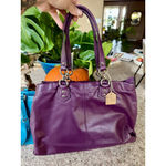 Coach ‎ Ashley Gathered Leather Satchel in Rare Plum Color Photo 2