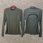 Heatherly Womans Top XL Olive Green Stitch Fix Ribbed Mock Neck Cutout Back Photo 1