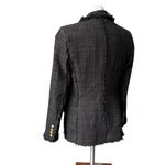 ZARA Black Tweed Fringe Blazer Gold Buttons Wool Trinny Woodall, Sz M Photo 8